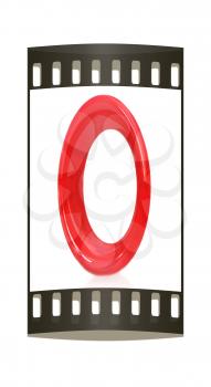 Number 0- zero on white background. The film strip