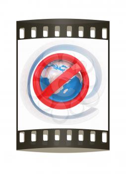 Global e-mail protection with prohibition of spam on a white background. The film strip