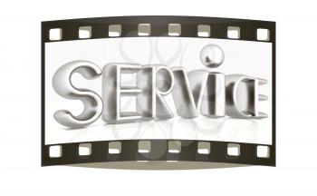 3d metal text service on a white background. The film strip