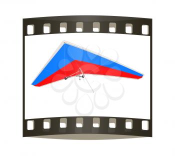 Hang glider isolated on a white background. The film strip