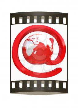 Glossy icon with mail for Earth on a white background. The film strip