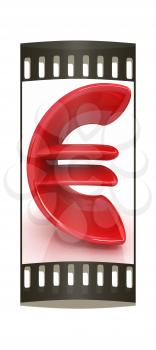 3d illustration of text 'euro' on a white background. The film strip