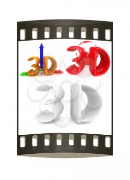 3d text on a white background. The film strip