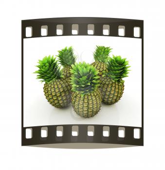 pineapples on a white background. The film strip