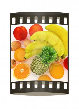 colorful citrus background. The film strip