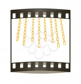 gold chains on white background - 3d illustration. The film strip