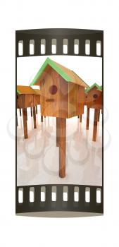 Nest box birdhouses. The film strip