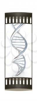 DNA structure model on white. The film strip