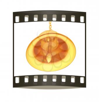 Gold bell on a white background. The film strip