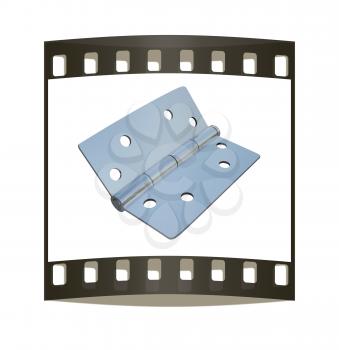 assembly metal hinges on a white background. The film strip