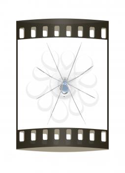 Chrome spider on a white background. The film strip