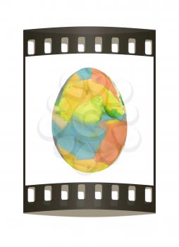 Easter Egg with colored strokes Isolated on white background. 3d. The film strip