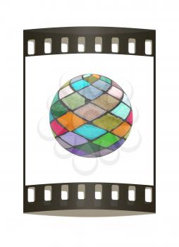 Mosaic ball on white background. The film strip