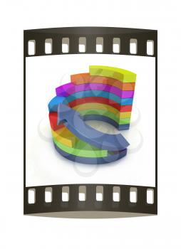 3d colorful abstract diagram and arrow on a white background. The film strip