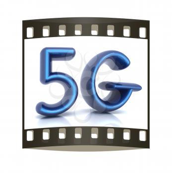 5g internet network. 3d text. The film strip