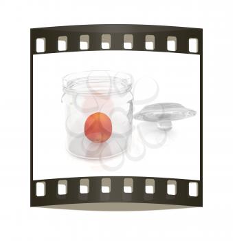 fresh peaches on a white background. The film strip