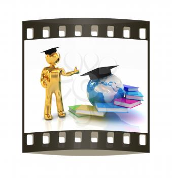 The world is opened for you. Global Education on a white background. The film strip