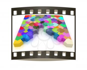 Many-colored puzzle pattern (removable pieces). The film strip