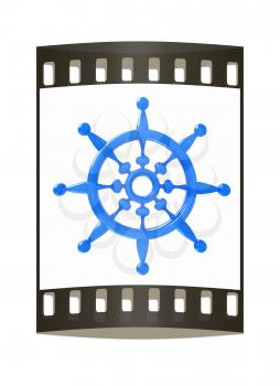 Steering wheel on a white background. The film strip