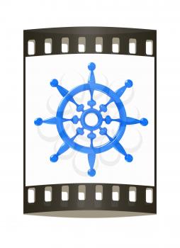 Steering wheel on a white background. The film strip