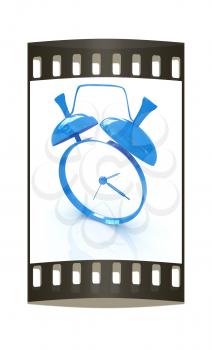 Alarm clock. 3D icon on a white background. The film strip