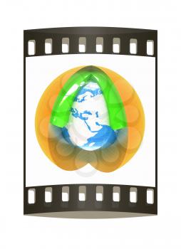 Abstract globe symbol, isolated icon, business concept. The film strip