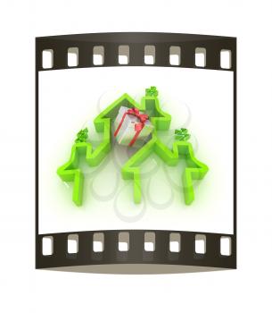 House icon and gifts. The film strip
