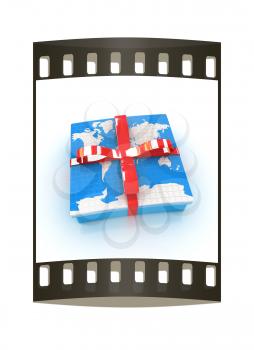 earth for gift on a white background. The film strip