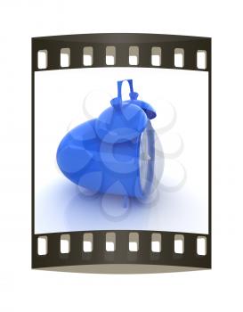 alarm clock 3d illustration isolated on white. The film strip