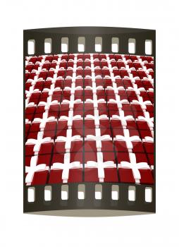 Bright christmas gift background. The film strip