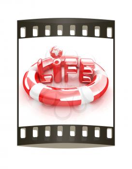 Concept of life-saving.3d illustration. Global. The film strip