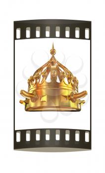 Gold crown isolated on white background. The film strip