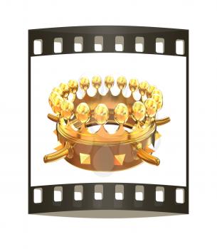 Gold crown isolated on white background. The film strip