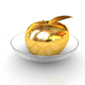 Gold apple on a plate