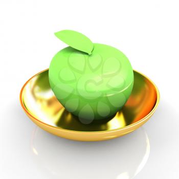 apple in a plate on white