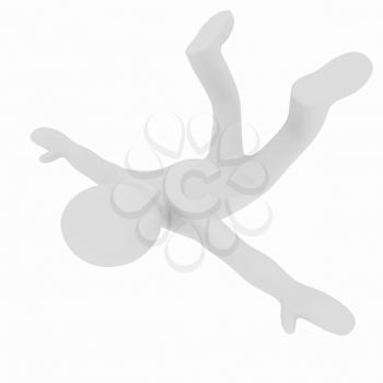 Flying 3d man on white background