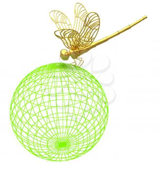 Dragonfly on abstract design sphere