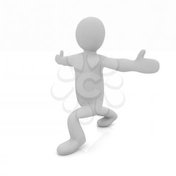 3d man isolated on white. Series: morning exercises - flexibility exercises and stretching