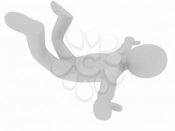 Flying 3d man on white background