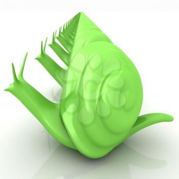 3d fantasy animals, snails on white background 