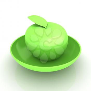 apple in a plate on white