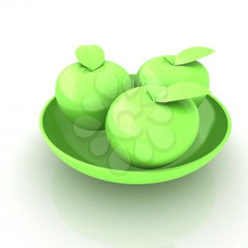 apple in a plate on white