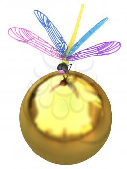 Dragonfly on abstract design sphere