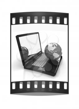 Computer Network Online concept on a white background. The film strip