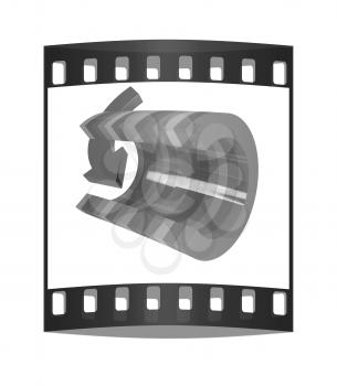 3d colorful abstract cut pipe and arrow on a white background. The film strip