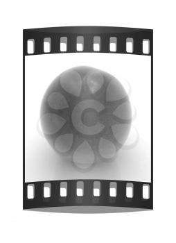 fresh peaches on a white background. The film strip