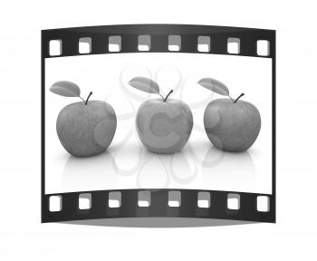 apples on a white background. The film strip