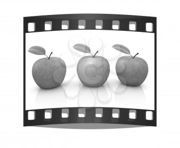 apples on a white background. The film strip