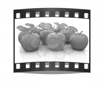 apples on a white background. The film strip