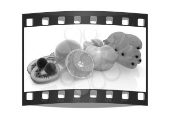 Citrus on a white background. The film strip